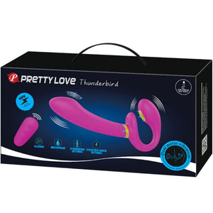 Pretty Love – Thunderbird double vibrateur strap-on avec télécommande violet