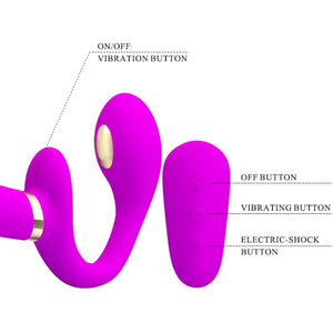 Pretty Love – Thunderbird double vibrateur strap-on avec télécommande violet