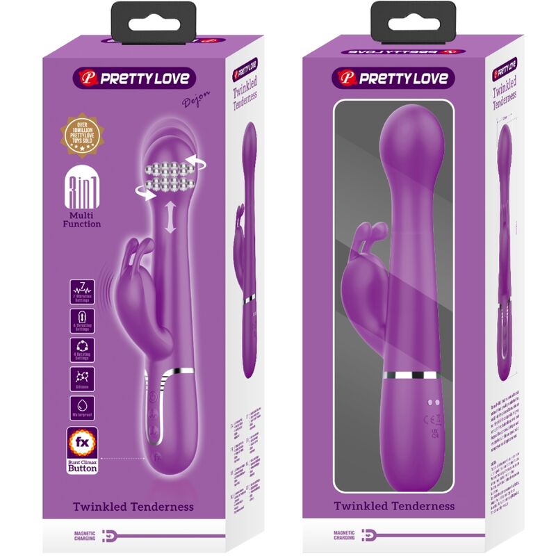PRETTY LOVE - DEJON VIBRADOR RABBIT MULTIFUNCTION 3 IN 1 MORADO