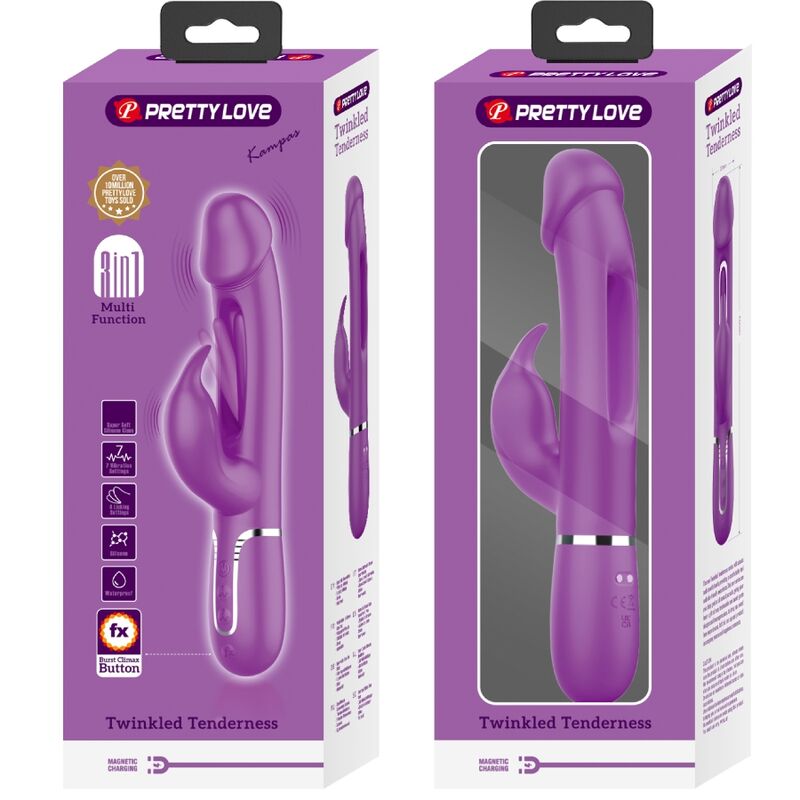 PRETTY LOVE - KAMPAS VIBRADOR RABBIT MULTIFUNCTION 3 IN 1 MORADO