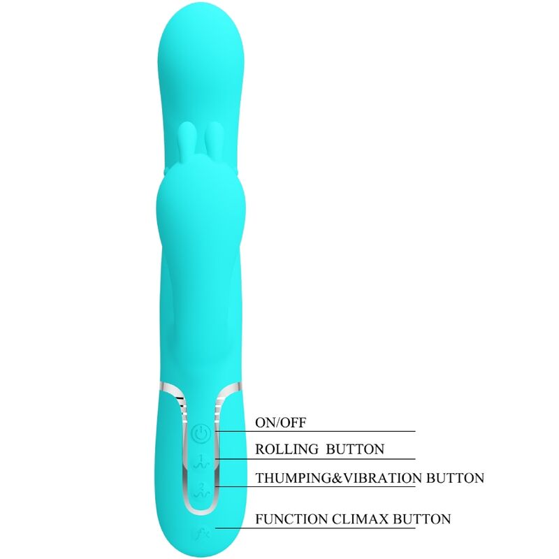 PRETTY LOVE - CAMMY TRIPLE VIBRADOR RABBIT MULTIFUNCTION 4 IN 1 AZUL