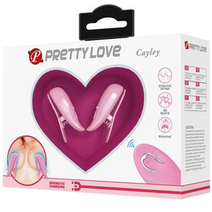 Pretty Love – Pinces à tétons cailey 10 vibrations télécommande rose