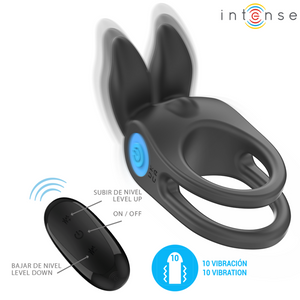 Intense – Sam vibrateur double anneau pénis 10 vibrations noir