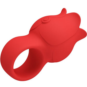 Pretty Love – Vibrateur de doigt en forme de jae rose 10 vibrations rouge