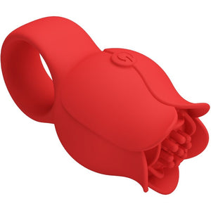 Pretty Love – Vibrateur de doigt en forme de jae rose 10 vibrations rouge
