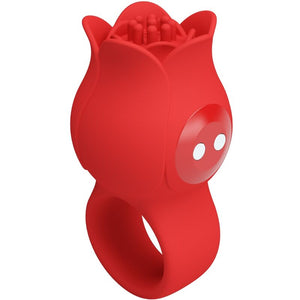 Pretty Love – Vibrateur de doigt en forme de jae rose 10 vibrations rouge