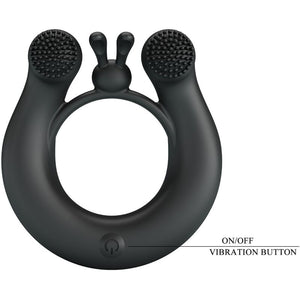 Pretty Love – Anneau vibrant dahlia + stimulateur de clitoris 12 vibrations noir