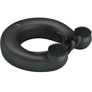 Pretty Love – Anneau vibrant dahlia + stimulateur de clitoris 12 vibrations noir