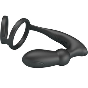 Pretty Love – Anneau pénis emoni + plug anal 12 vibrations noir