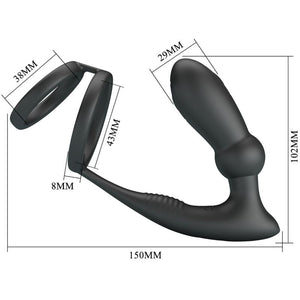 Pretty Love – Anneau pénis emoni + plug anal 12 vibrations noir