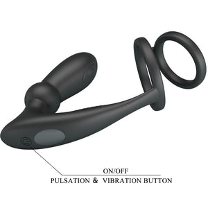 Pretty Love – Anneau pénis emoni + plug anal 12 vibrations noir