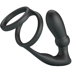 Pretty Love – Anneau pénis emoni + plug anal 12 vibrations noir