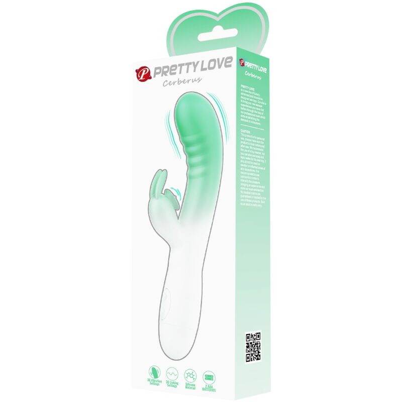PRETTY LOVE - CERBERUS VIBRADOR RABBIT 3O VIBRACIONES GREEN
