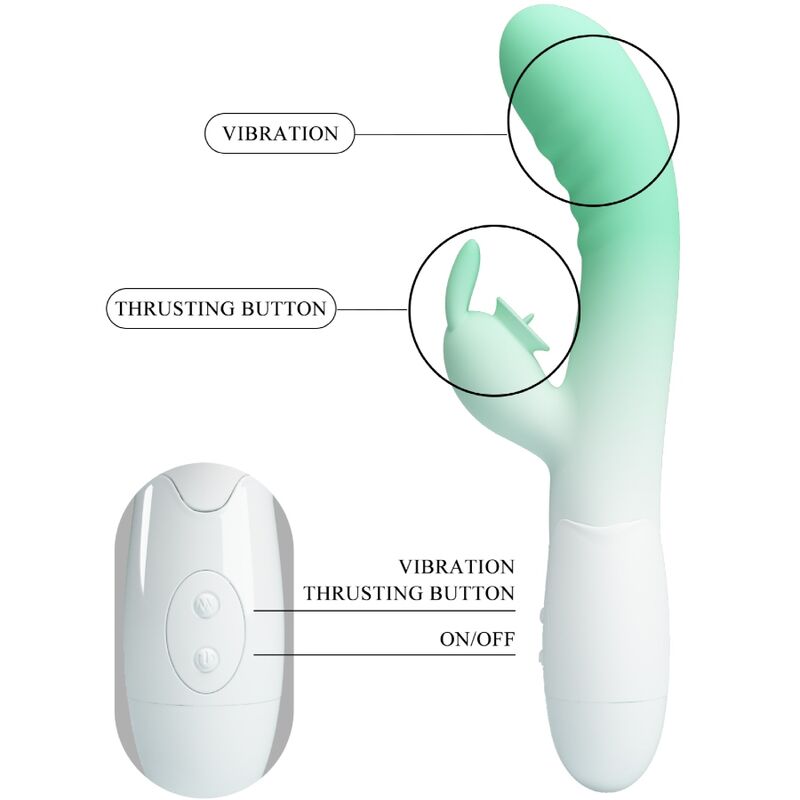 PRETTY LOVE - CERBERUS VIBRADOR RABBIT 3O VIBRACIONES GREEN