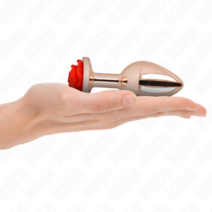 Kink – Plug anal or rose avec rose rouge L