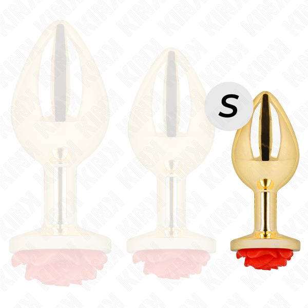 KINK - ANAL PLUG DORADO ROSA ROJA TALLA S