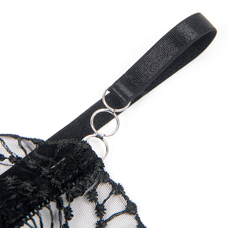 SUBBLIME - 955212 TRANSPARANTE LICHAAM MET ENCAJE HUECO NEGRO S/M