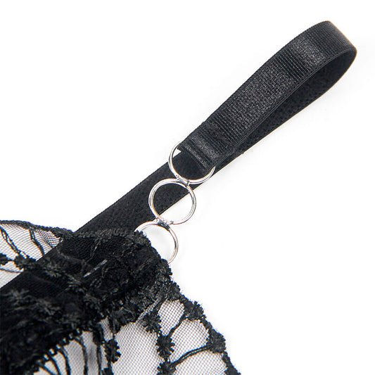 SUBBLIME - 955229 BODY TRANSPARENT AVEC DENTELLE CREUSE NOIR L/XL