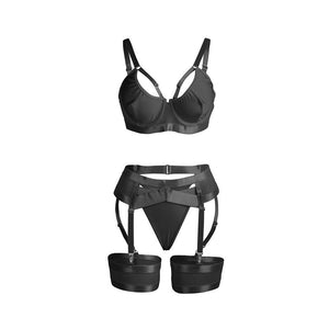 Subblime – 955236 ensemble soutien-gorge bondage noir avec jarretelle S/M