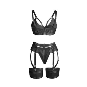 Subblime – 955243 ensemble soutien-gorge bondage noir avec jarretelle L/XL