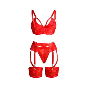 Subblime – 955250 ensemble soutien-gorge bondage rouge avec jarretelles S/M