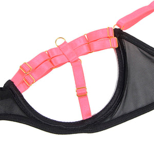 Subblime – 955304 ensemble soutien-gorge avec collier et détails de jambes rose fluorescent L/XL