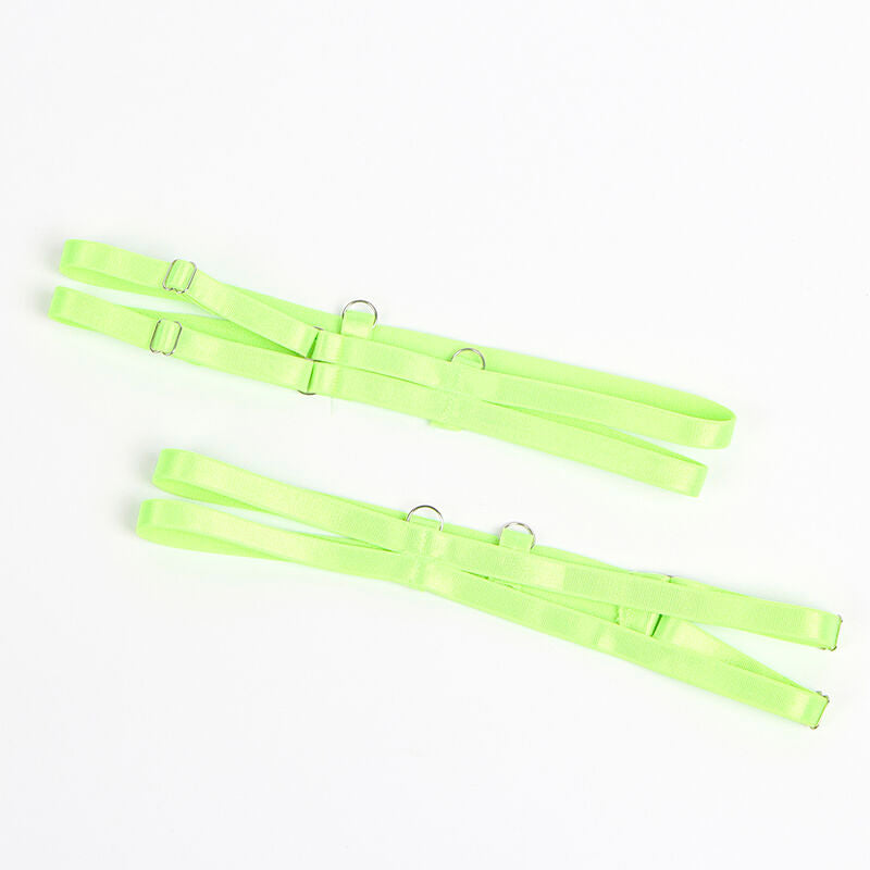 SUBBLIME - 955328 ENSEMBLE SOUTIEN-GORGE AVEC LIGNES DENTELLE ET JARRETELLE VERT ET BLEU L/XL