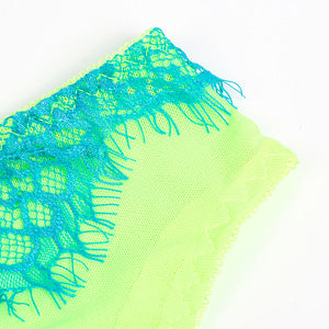 Subblime – 955328 ensemble soutien-gorge avec lignes dentelle et jarretelle vert et bleu L/XL