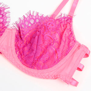 Subblime – 955366 ensemble soutien-gorge avec lignes de dentelle et jarretelles rose et violet L/XL