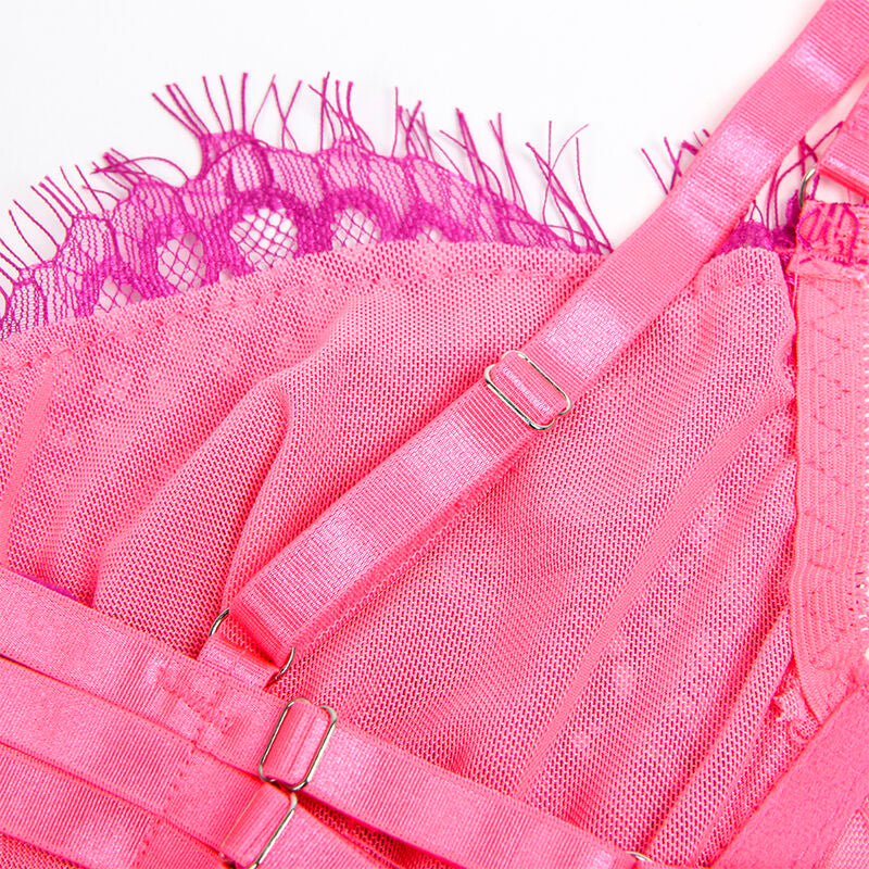 SUBBLIME - 955366 SET SUJETADOR CON CAJE Y LIGUEROS ROSA Y MORADO L/XL