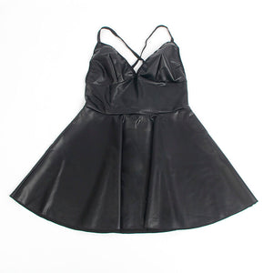 Subblime – 955380 robe à bretelles en cuir noir L/XL