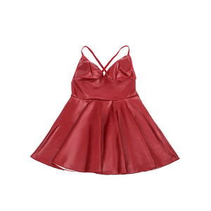 Subblime – 955397 robe à bretelles en cuir bordeaux S/M