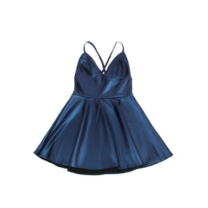 Subblime – 955410 robe à bretelles en cuir bleu S/M