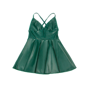 Subblime – 955441 robe à bretelles en cuir vert L/XL