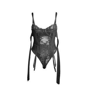 Subblime – 955496 body en dentelle avec nœuds et jarretelles noir S/M