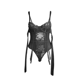Subblime – 955496 body en dentelle avec nœuds et jarretelles noir S/M