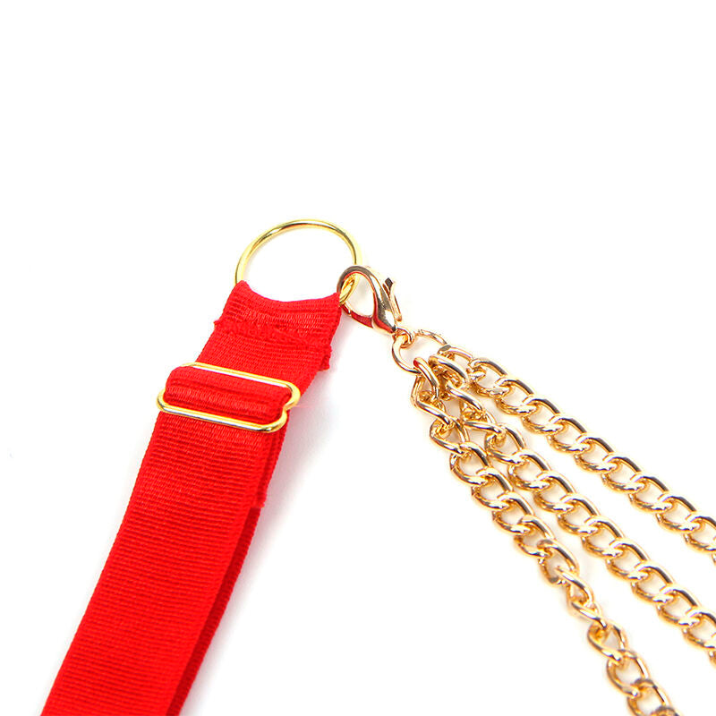 SUBBLIME - 955519 ENSEMBLE SOUTIEN-GORGE AVEC CHAÎNES ET COEUR EN MAILLE ROUGE S/M