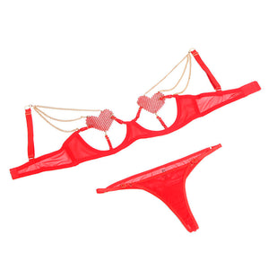 Subblime – 955526 ensemble soutien-gorge avec chaînes et coeur en maille rouge L/XL