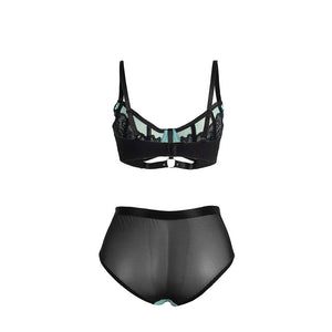 Subblime – 955557 ensemble soutien-gorge en cuir verni vert avec fermeture éclair S/M
