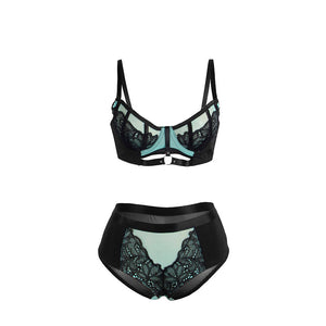Subblime – 955564 ensemble soutien-gorge à fermeture éclair en cuir verni vert L/XL