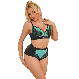 Subblime – 955564 ensemble soutien-gorge à fermeture éclair en cuir verni vert L/XL