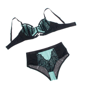 Subblime – 955564 ensemble soutien-gorge à fermeture éclair en cuir verni vert L/XL