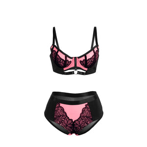 Subblime – 955571 ensemble soutien-gorge en cuir verni rose avec fermeture éclair S/M