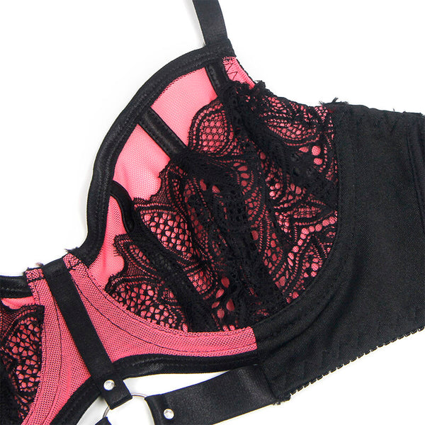 Subblime – 955571 ensemble soutien-gorge en cuir verni rose avec fermeture éclair S/M