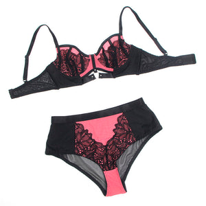 Subblime – 955571 ensemble soutien-gorge en cuir verni rose avec fermeture éclair S/M