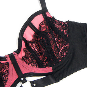 Subblime – 955588 ensemble soutien-gorge en cuir verni rose avec fermeture éclair L/XL