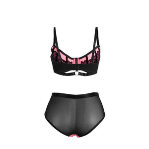 Subblime – 955588 ensemble soutien-gorge en cuir verni rose avec fermeture éclair L/XL