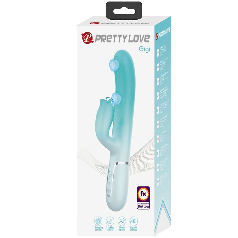 PRETTY LOVE - VIBRATEUR LAPIN MULTIFONCTION GIGI VERT AQUA