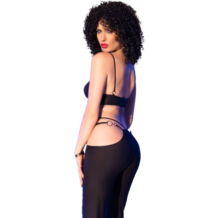 CHILIROSE - CR 4851 SET TOP NEGRO Y LEGGINS WITH COMPLEMENTOS GOLD