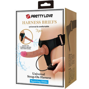 Pretty Love – Culotte harnais universelle kyton avec gode squirting 19 cm mulato